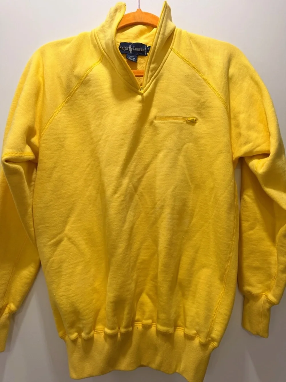 Ralph Lauren Bright Yellow Zip-Neck Sweater 0042